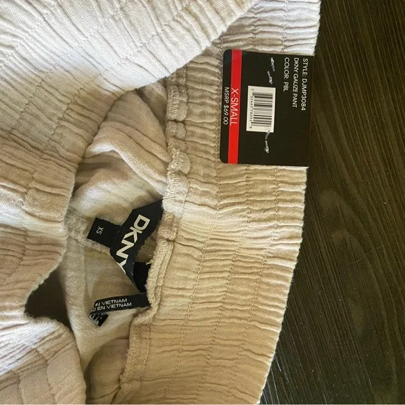 NEW DKNY Cream Textured Pants X-Small - Picture 2 of 3
